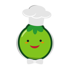 Cartoon coconut chef with paper shadow