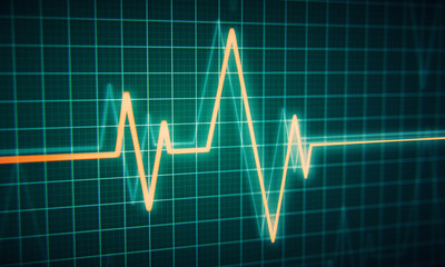 Fototapeta na wymiar Ekg heart beat line monitor. Health care and technology concept. Digital signal wave. 3d rendering - illustration.