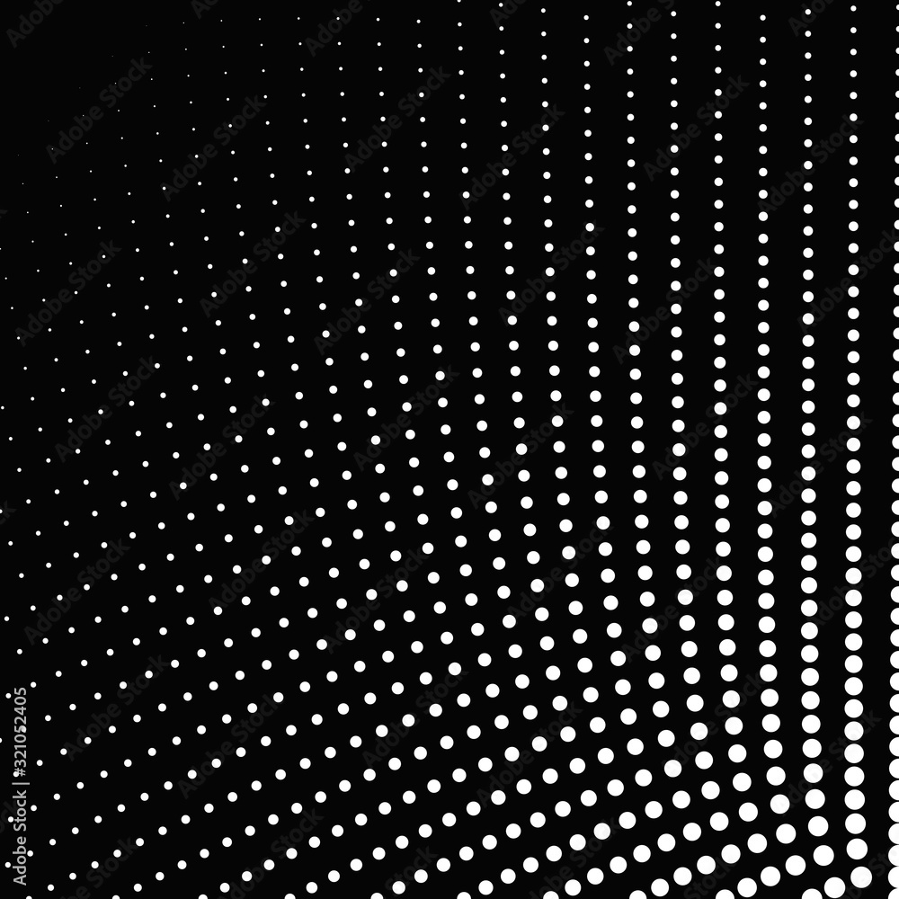 Poster halftone abstract geometrical dot pattern background - monochrome vector graphic