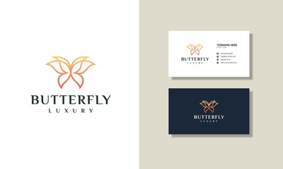 modern luxury butterfly logo with a business card