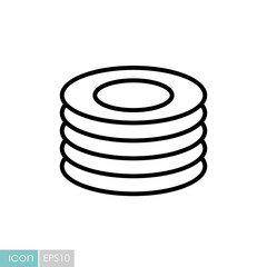 Plates, dishes vector icon. Kitchen appliance