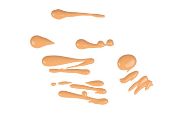 Liquid foundation swatch isolated on white background. Close Up of makeup cream sample.