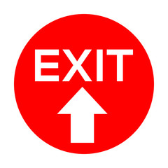 Obraz premium Exit up arrow. Red color background. Floor compliance sign with text. Perfect for backgrounds, backdrop, banner, sticker, label, poster, sign, symbol etc.
