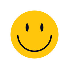 Yellow smiley face for your design. Concept illustration. Сharacter for web or card design. Graphic element for background