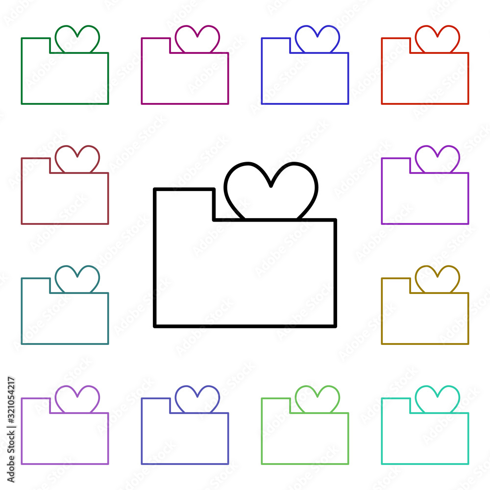 Poster heart folder multi color style icon. simple thin line, outline vector of heartbeat icons for ui and 