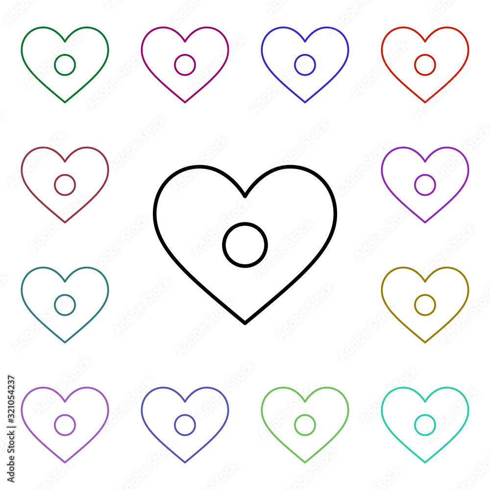 Poster heart record button multi color style icon. simple thin line, outline vector of heartbeat icons for 