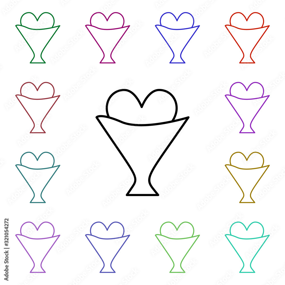 Poster heart bouquet multi color style icon. simple thin line, outline vector of heartbeat icons for ui and