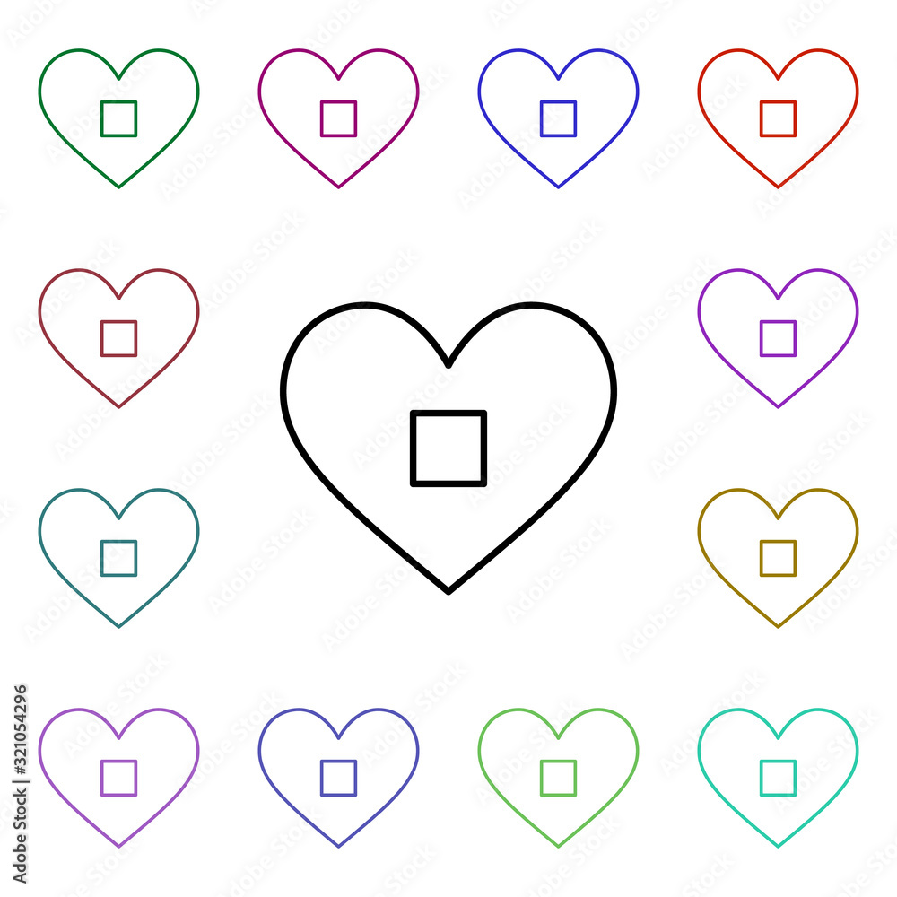 Poster heart stop button multi color style icon. simple thin line, outline vector of heartbeat icons for ui