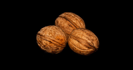 walnut isolated on black background