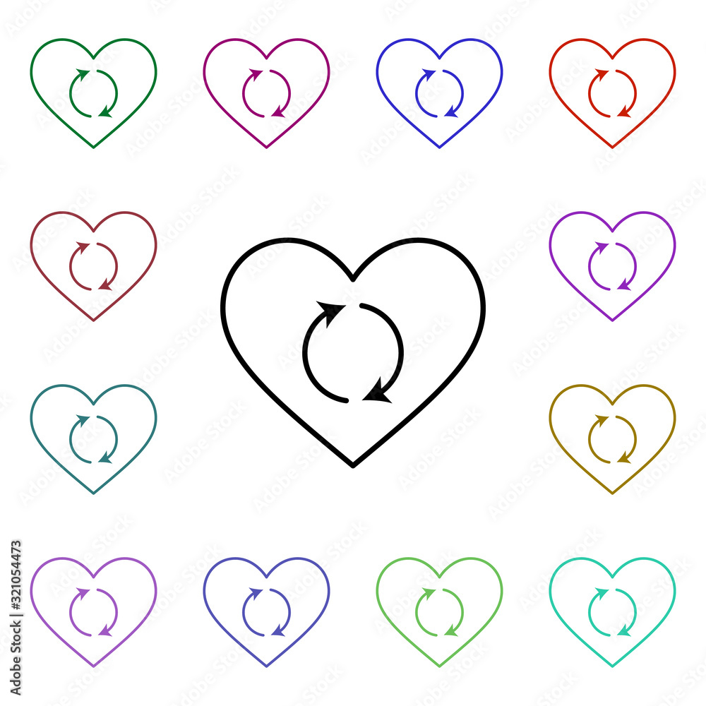 Poster heart refreshment multi color style icon. simple thin line, outline vector of heartbeat icons for ui