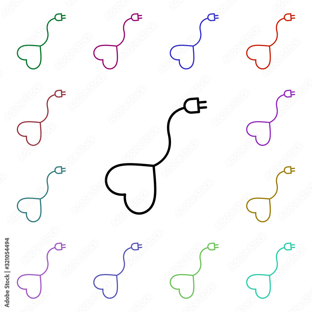 Poster heart shaped mouse multi color style icon. simple thin line, outline vector of heartbeat icons for u