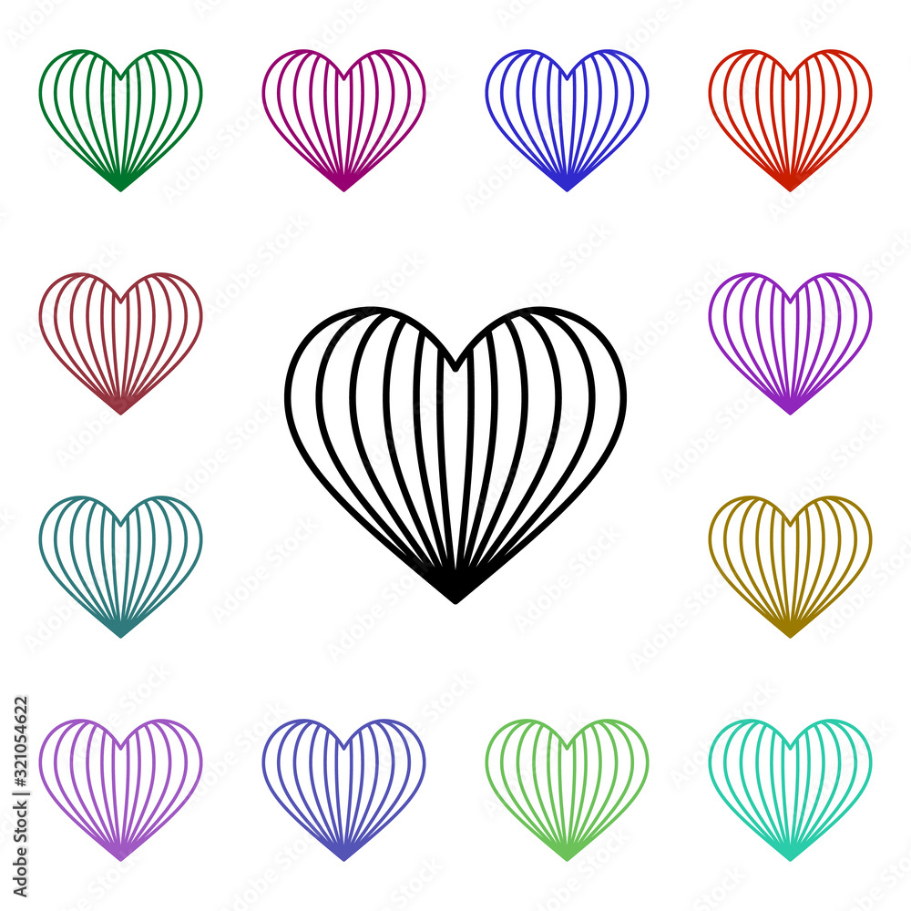 Poster heart line of multiple heart multi color style icon. simple thin line, outline vector of heartbeat i
