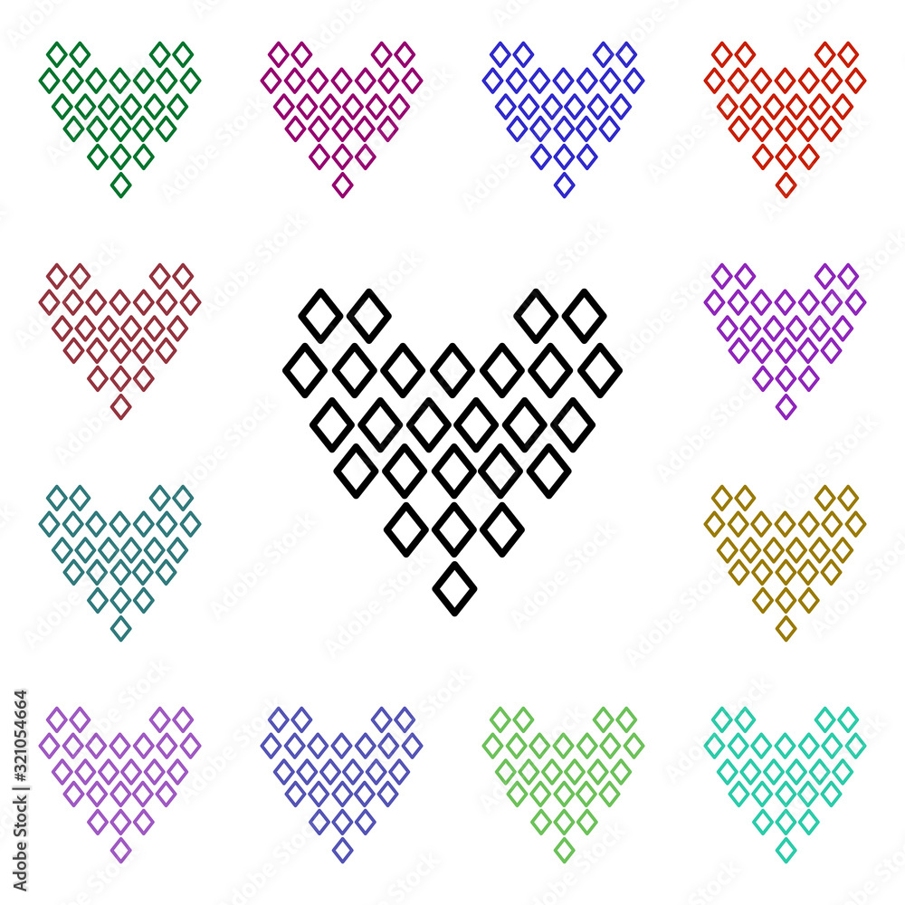 Poster hearts with rhombus multi color style icon. simple thin line, outline vector of heartbeat icons for 