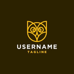 geometric owl logo design inspiration . circle owl logo design template . simple owl cat head