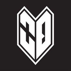 OQ Logo monogram with emblem line style isolated on black background