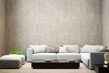 large luxury modern minimal bright interiors room mockup illustration 3D rendering