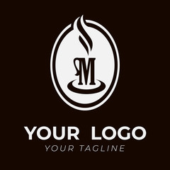 M ALPHABET INITIAL CIRCLE COFFEE LOGO TEMPLATE