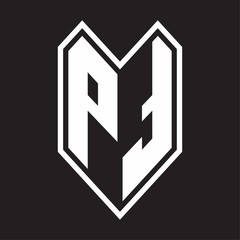 PT Logo monogram with emblem line style isolated on black background