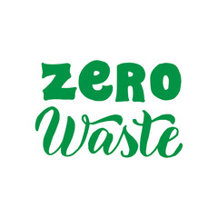 Zero waste typography icon. Ecology motivation poster, card. Sticker, t-shirt, eco bag design. Vector eps 10.