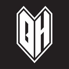 H Logo monogram with emblem line style isolated on black background
