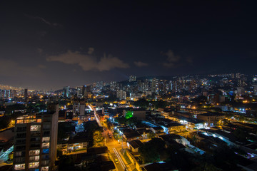Fototapeta na wymiar Panoramic of Medellin by night, El Poblado sector