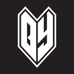 QY Logo monogram with emblem line style isolated on black background