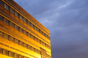 Illuminated office block, Gothenburg, Sweden, Europe