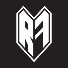 RF Logo monogram with emblem line style isolated on black background