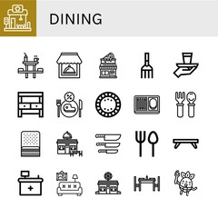 dining simple icons set