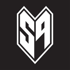 SP Logo monogram with emblem line style isolated on black background