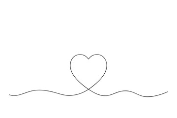 One continuous line illustration of heart. Concept of love. Vector.
