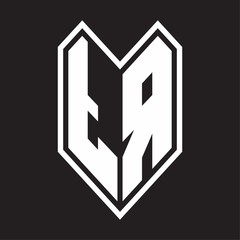 TR Logo monogram with emblem line style isolated on black background