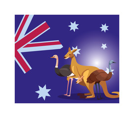 animals with australia flag in the background