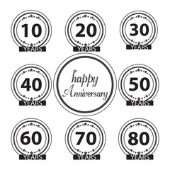 Vector set of anniversary symbols. Anniversary logo's collection