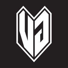 VG Logo monogram with emblem line style isolated on black background
