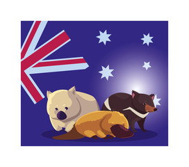 animals with australia flag in the background