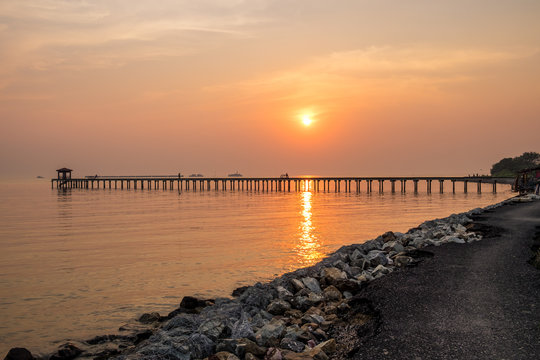  sunset at bangpu beach,thailand