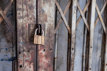 padlock on old door