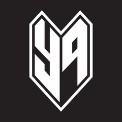 YP Logo monogram with emblem line style isolated on black background