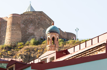 The upper part of the Tbilisi Central Mosque near the walls of the Narikhala fortress in Tbilisi city in Georgia
