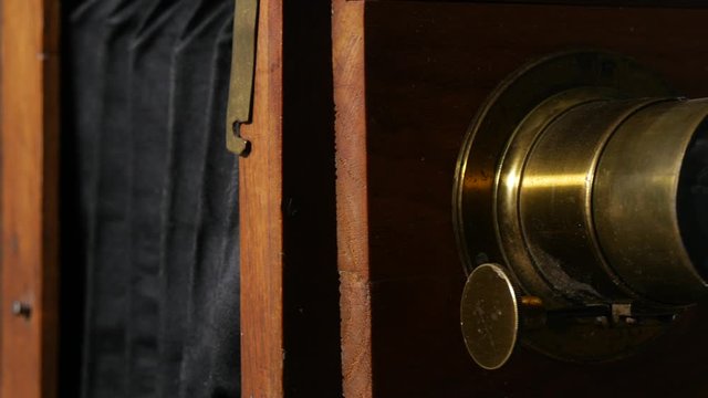 view of antique wood photographic folding