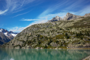 Mountains around lake Goeschenen in the Swiss alps