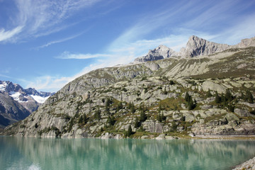 Mountains in the swiss alps on a summer day