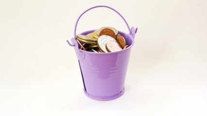 coin bucket concept save money