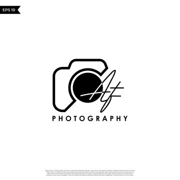 Initial Letter AF with camera. Logo photography simple luxury vector.