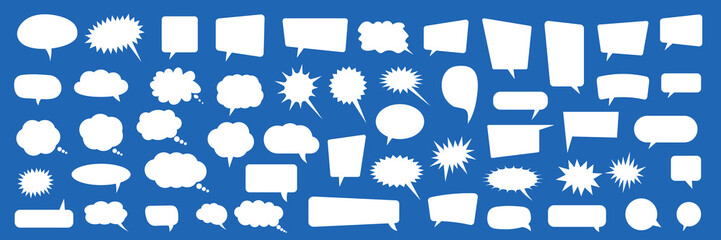 Set of speech bubbles. Blank empty vector white speech bubbles. Cartoon balloon word design.