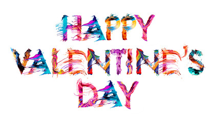 Happy Valentines Day banner with colorful brushstrokes