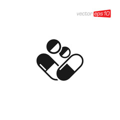 Pill Capsule Medicine Icon Design Vector