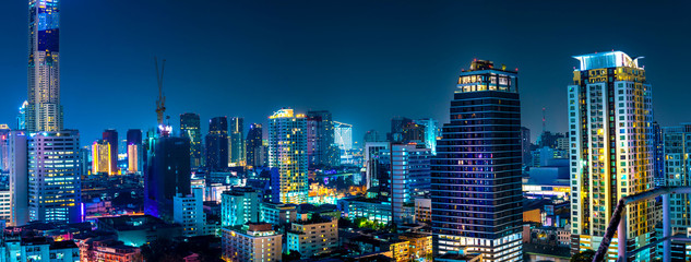 Soi Rangnam, Bangkok Buildings in the heart of the capital city that shine beautifully at night.