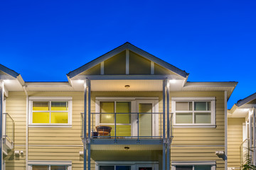 Top of a house or an apartment at dusk in Vancouver, Canada.